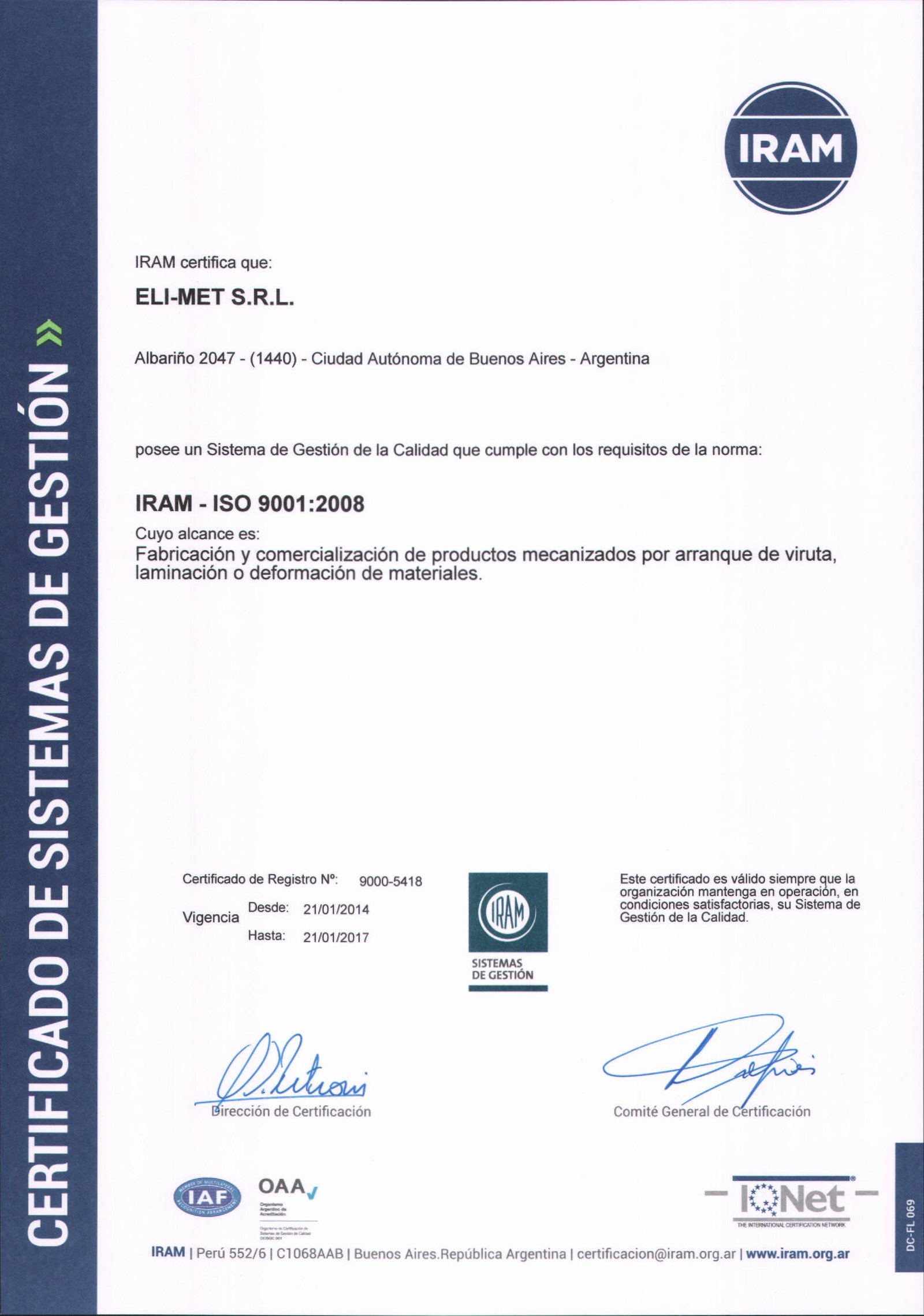 Certificado IRAM